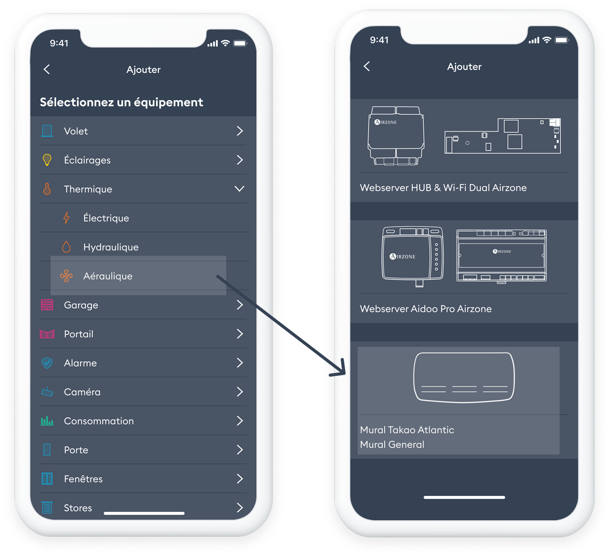 Ecran appli Tydom : ajout PAC mural General
