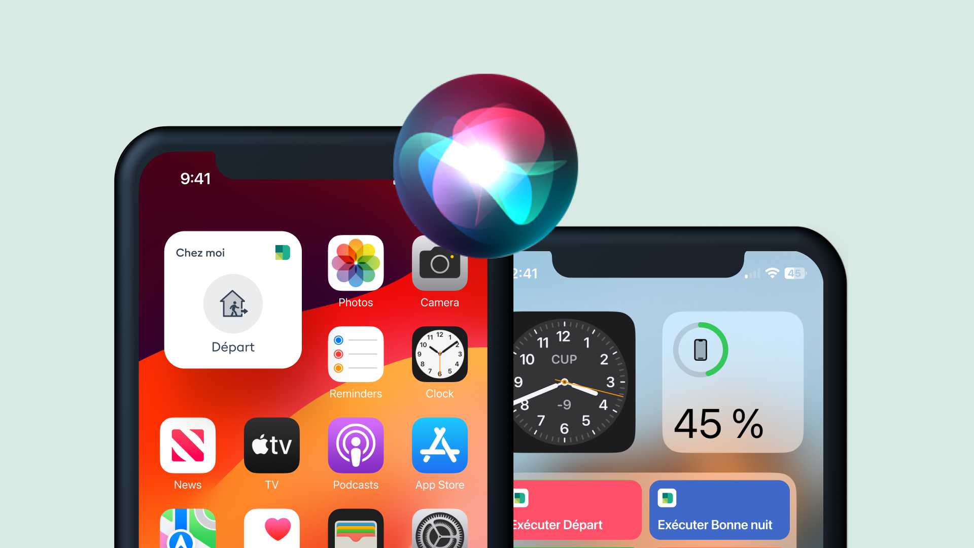 écrans d'iphone montrant que l'appli Tydom fonctionne avec Siri