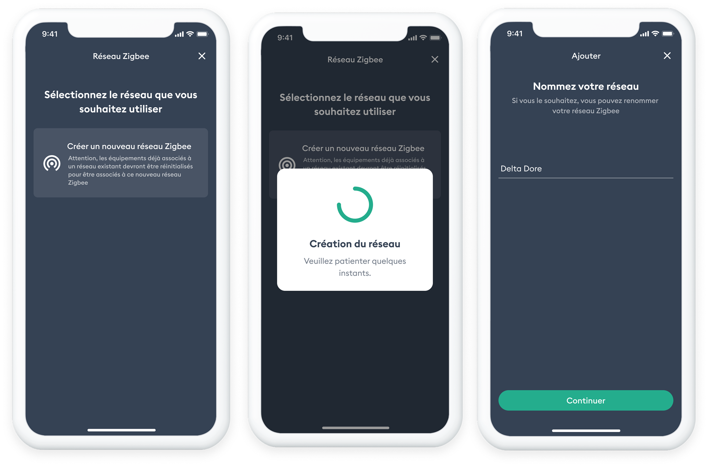 Ecran appli Tydom : association en Zigbee
